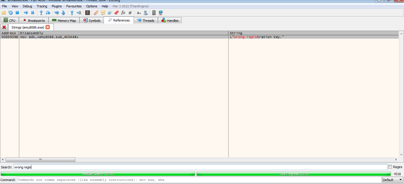 find registartion strings